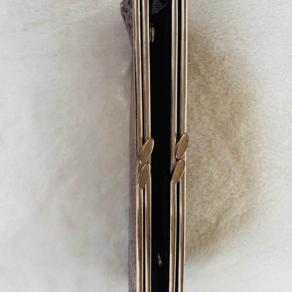 Purple Black Python Print Split Clutch Vegan Bag - image 2